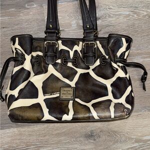 Dooney & Bourke Black and Cream Giraffe Shoulder Bag